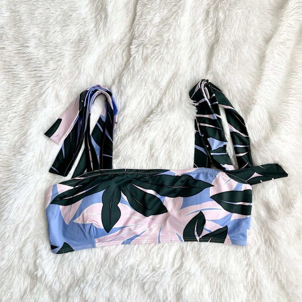 Alexandra Miro Audrey Bikini Top Palm Print Swimsuit Modest Bandeau Bow Cruise - Picture 4 of 9